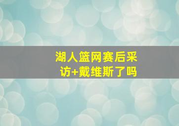 湖人篮网赛后采访 戴维斯了吗
